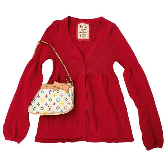 Sweaters - Vintage balloon sleeve magenta cardigan